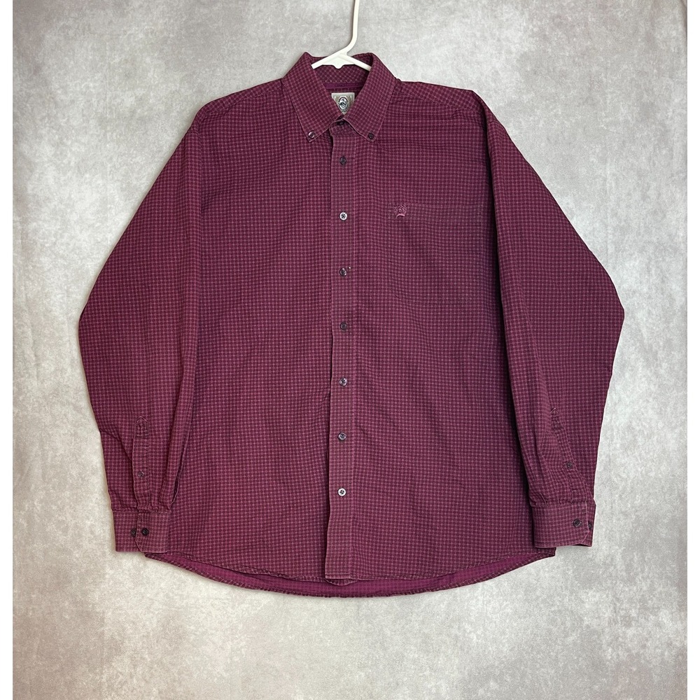 Cinch Shirt Mens Medium Red Button Up Long Sleeve Geometric Casual Western